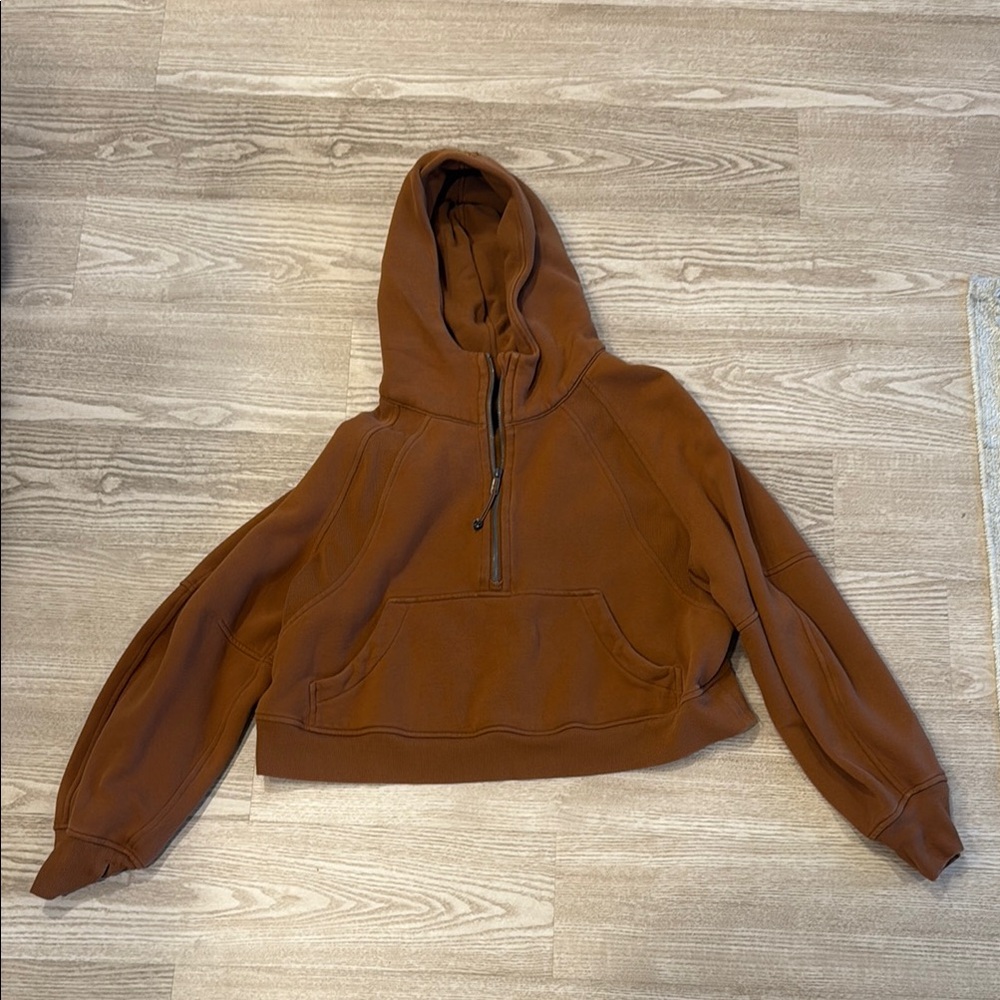 lululemon athletica Cropped Half-Zip Hoodie in Brown